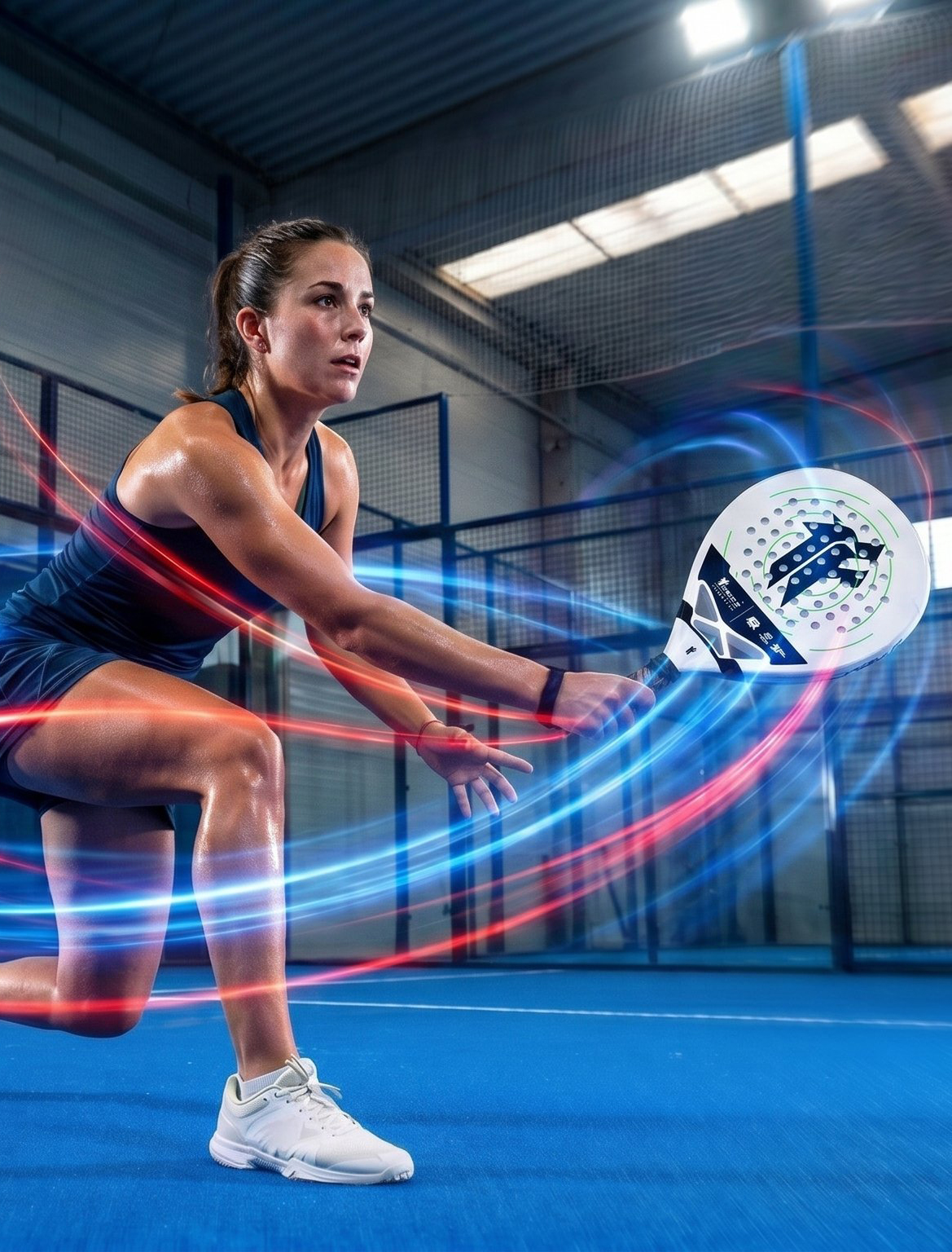 Player striking a Fierce paddle on a padel court